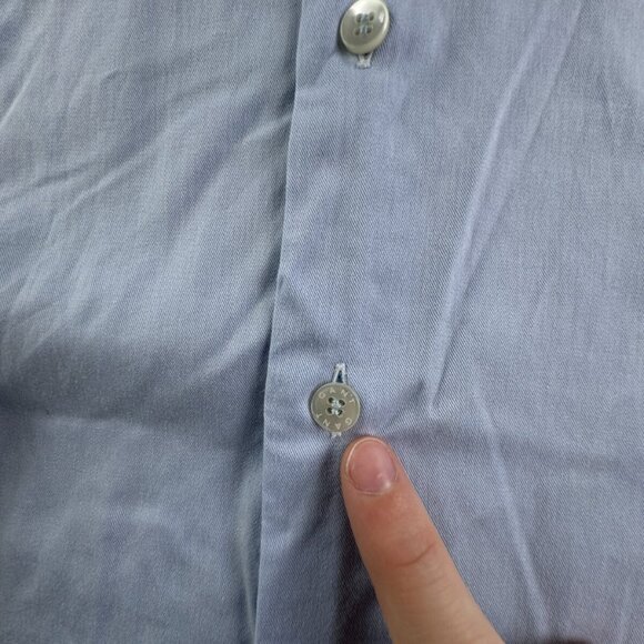 Eton Long Sleeve Button Up Shirt Men Cotton Designer Blue 16 Slim Woven Romania - Picture 10 of 16